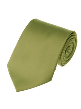 Men's Solid Color Extra Long XL Necktie, Olive Green