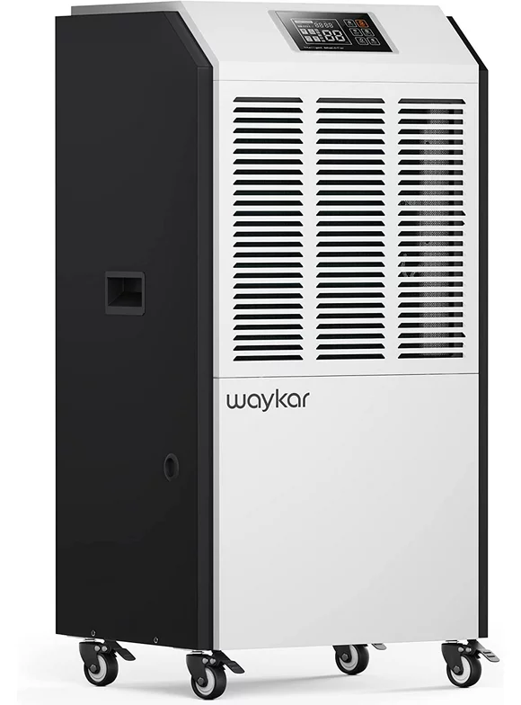 Waykar 216 Pints Commercial Dehumidifier with Drain Hose Industrial Dehumidifier in Large Space up to 8500 Sq. Ft - Intelligent Touch Control for Basements Warehouse Whole House Moisture Remove