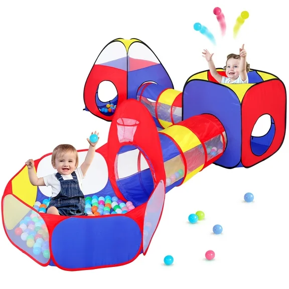 PigPigPen 5pc Kids Ball Pits Tent for Toddlers with Crawl Tunnels Boys Girls Indoor Outdoor Polyester Toys