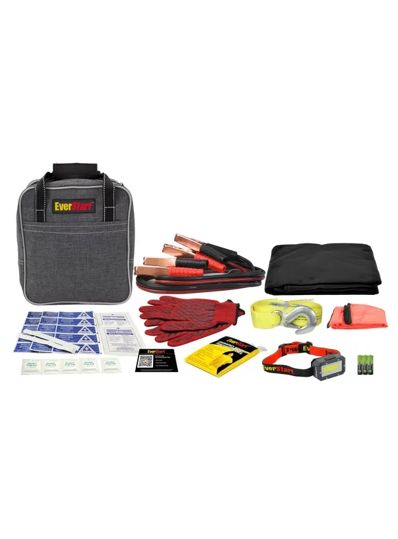 EverStart Deluxe Kit with Booster Cables. Assembled Product Dimensions: 12in x 14in x 5in