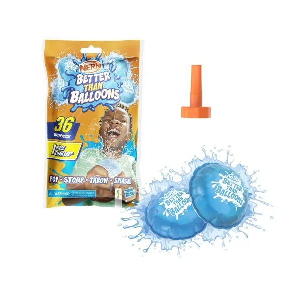 Nerf Better Than Balloons Brand Water Toys, 36 Pods, Easy 1 Piece Clean Up, Ages 3 