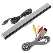 Wired Infrared IR Ray Motion Sensor Bar And AV Composite Cable Wii U And Wii