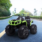 12V Battery Powered Kids Electric Cars, 4 Wheeler Ride On Car with 2 Speed Modes, Battery Powered Electric ATV Realistic Toy Car, Easy Button, Music, Built-in USB, LED Headlights, Horns, Q11341