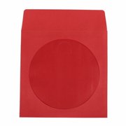 400 count RED CD DVD R Paper Sleeves 100g with Clear Window and Flap