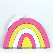 KABOER Colorful Rainbow Wooden Building Blocks Baby Stacking Toy Nursery Room Home Deco