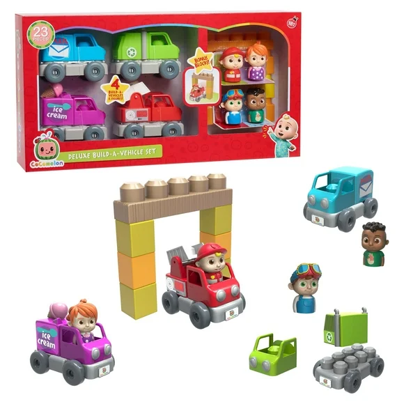 CoComelon Deluxe Build-A-Vehicle Set, Kids Toys for Ages 18 month