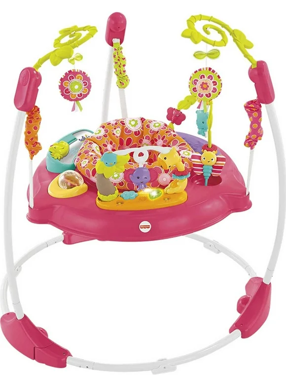 Fisher-Price Baby Bouncer Pink Petals Jumperoo Activity Center with Music and Lights, Unisex