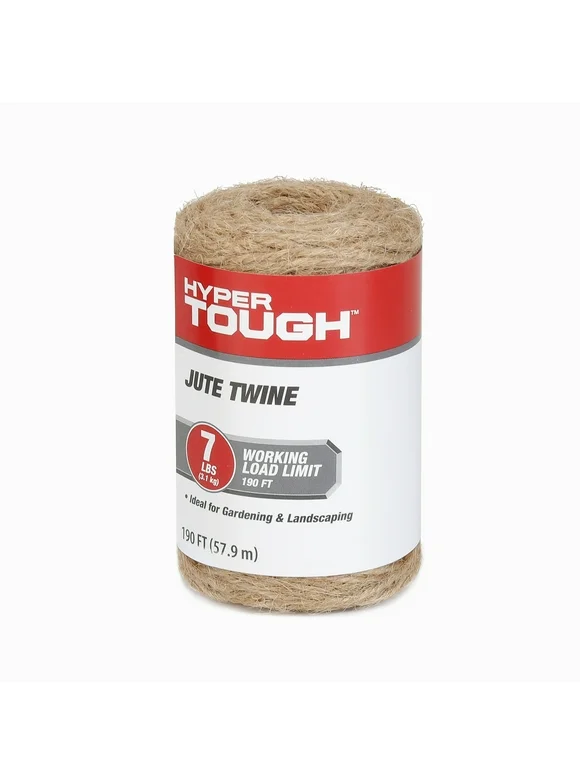 Hyper Tough 190' Jute Twine Natural, Biodegradable, 7 lb Working Load Limit, Brown, Rope
