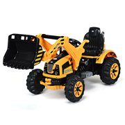 Costway 12V Battery Powered Kids Ride On Excavator Truck With Front Loader Digger Yellow