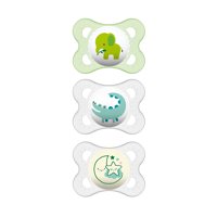 MAM Pacifiers, Baby Pacifier 0-6 Months, Best Pacifier for Breastfed Babies, Day & Night Design Collection, Unisex, 3-Count