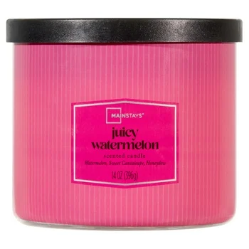 Mainstays 3-Wick Textured Wrapped Juicy Watermelon Scented Candle, 14 oz