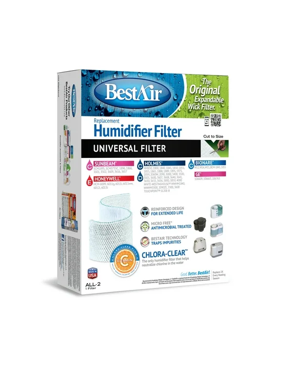 BestAir ALL-2 Extended Life Universal Humidifier Replacement Paper Wick for Many Models Wt: 0.5 lb