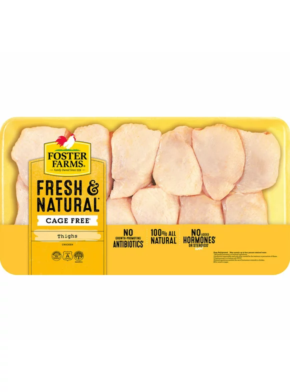 Foster Farms Fresh Bone-In Chicken Thighs - Family Pack, 19g Protein per 4 oz, 4.0 - 5.5 lb Tray