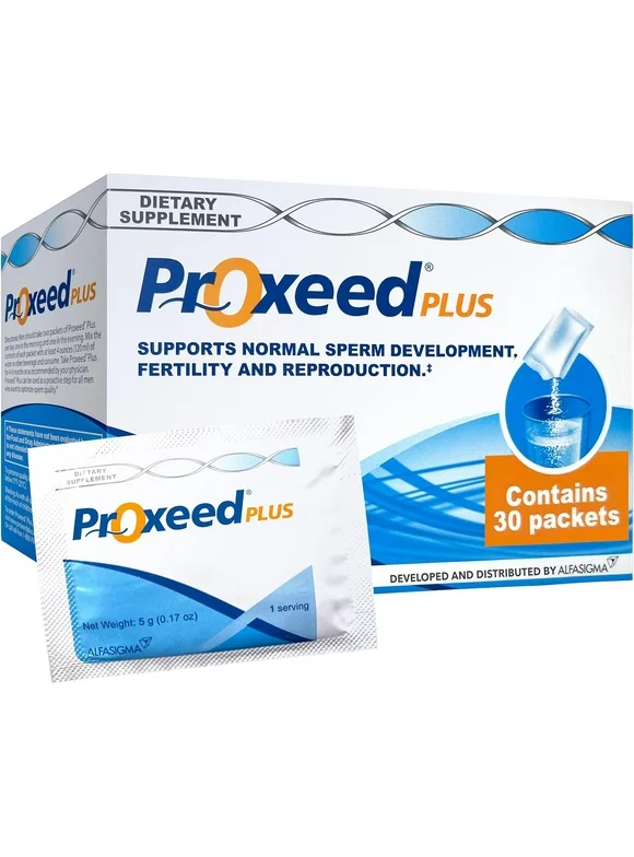 Proxeed Plus Fertility Supplements for Men | Improves Sperm Count, Concentration & Motility* | L- Carnitine Based Formula with Folic Acid | 1 Box, 30 Powder Packets