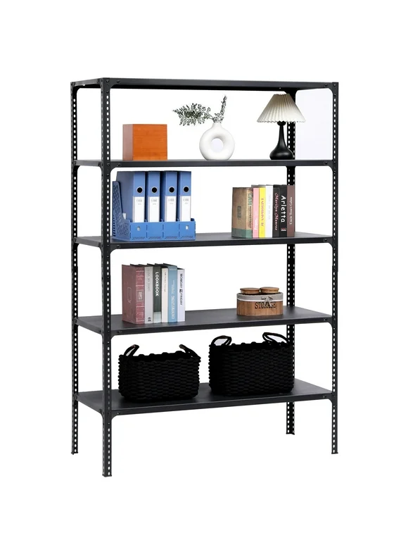 Inolait 48"W x 24"D x 72"H 5-Shelf Steel Freestanding Shelving Unit Adjustable Garage Storage Shelves  Black