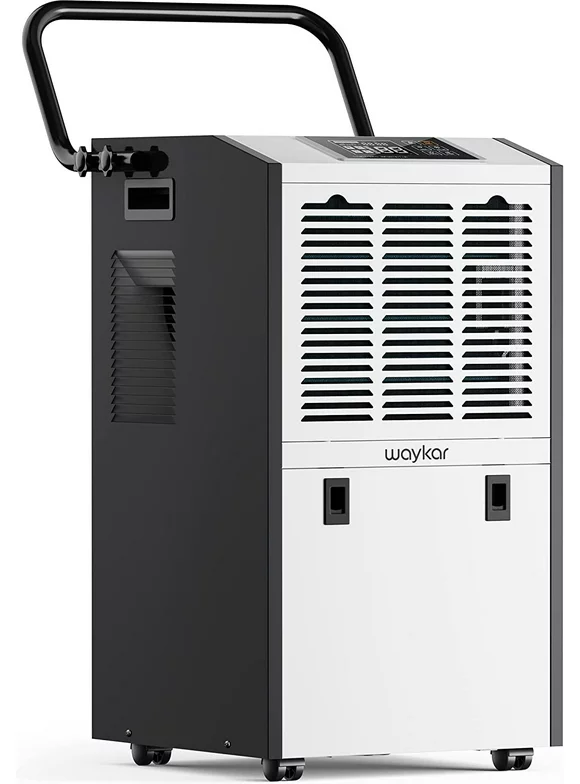 Waykar 155 Pints Commercial Dehumidifier with Drain Hose Industrial Dehumidifier with a 1.32 Gallons Water Tank in Large Space up to 8000 Sq. Ft for Warehouse Basements Whole House Moisture Remove