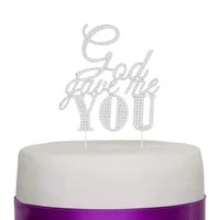 God Gave Me You Wedding Cake Topper, Silver Religious Christian Party Decoration