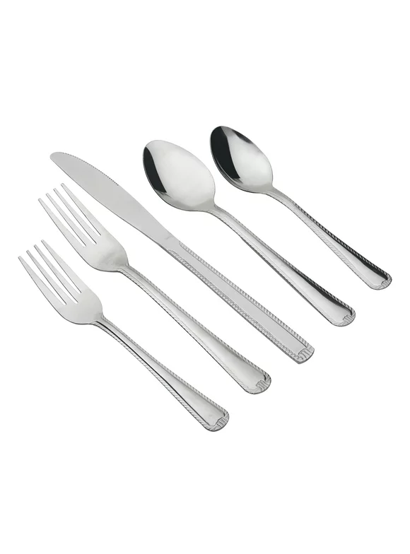 Mainstays 49 Piece Lace Stainless Steel Silver Flatware Value Set with Tray Organizer, Service for 8 3.11 lb