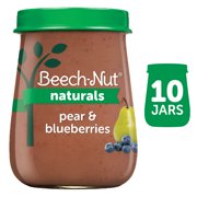 (10 Pack) Beech-Nut Naturals Stage 2, Pear & Blueberries Baby Food, 4 oz Jar