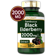 Horbaach Black Elderberry 2000 mg 180 Capsules | Non-GMO, Gluten Free | Sambucus Herbal Extract Supplement