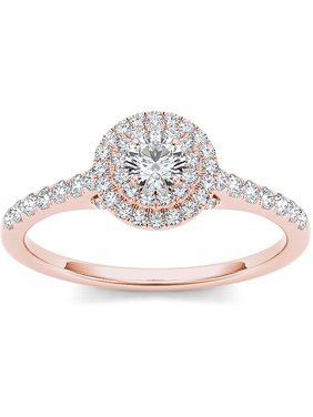 1/2 Carat T.W. Diamond 10kt Rose Gold Double Halo Engagement Ring