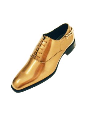 Bolano Mens Comfortable Low Heel Classic Lace Up Oxford Dress Shoes Gold Size 8.5