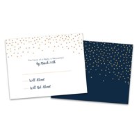 Personalized Navy Twinkle Wedding RSVP Cards