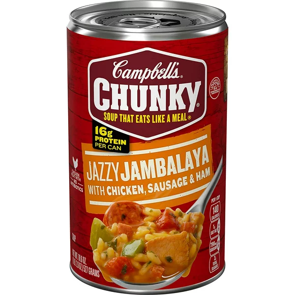 Campbell's Chunky Soup, Jazzy Jambalaya With Chicken, Sausage And Ham, 18.6 oz, Quantity of 3