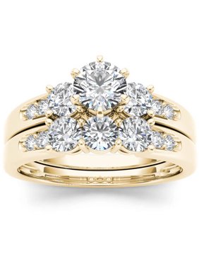 1-3/8 Carat T.W. Diamond Three-Stone 14kt Gold Bridal Ring Set (H-I, I2) for Engagement and Wedding