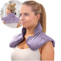 SHARPER IMAGE Hot & Cold Herbal Aromatherapy Neck & Shoulder Plush Wrap Pad for Soothing Muscle Pain and Tension Relief Therapy, 100% Natural Lavender & Herb Spa Blend, Use in Microwave or Freezer