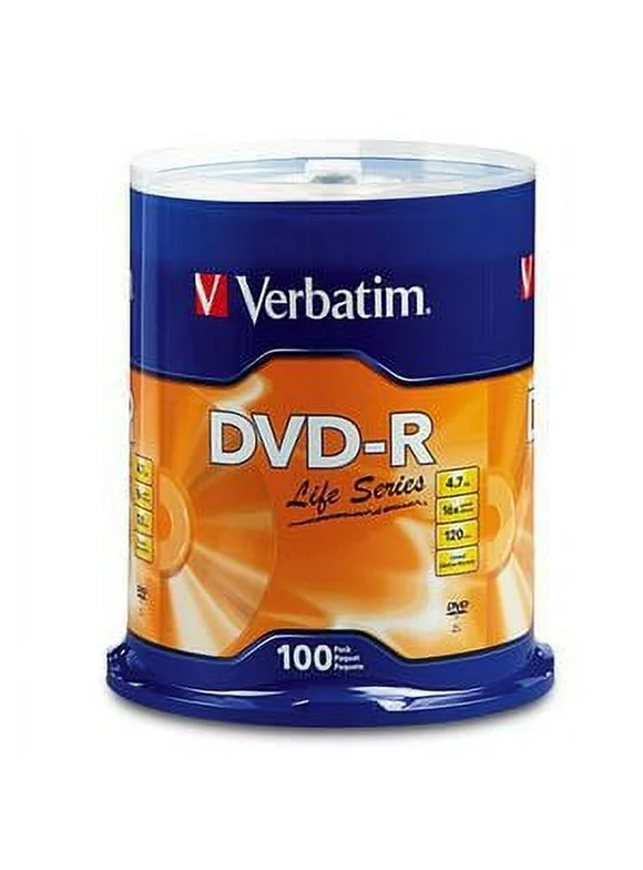 Verbatim Life Series DVD-R 4.7GB 16x Recordable Blank Disc 100 Pack Spindle