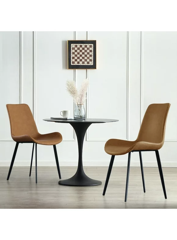 Dining Chairs Set of 2, Mid-High Back Ergonomic Accent Chairs, Durable Modern Faux Leather Side Chair Kitchen Room Study