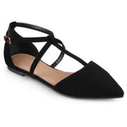 Women's Pointed Toe Ankle Wrap T-strap D'orsay Flats