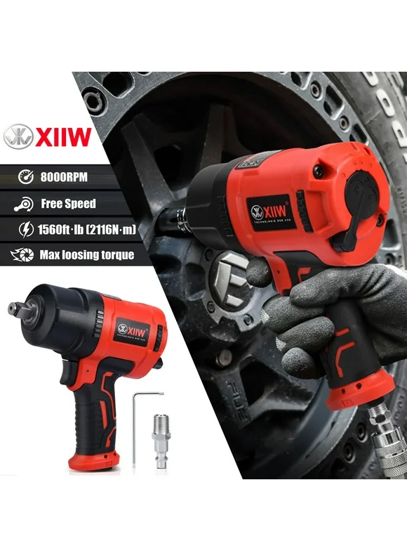 XIIW 1/2" Pneumatic Impact Wrench Max Torque 1560ft-lb(2116N.m) Air Impact Wrench Impact Gun, 8000RPM Compact Impact Wrench