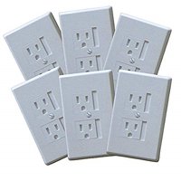6-Pack Safety Innovations Self-closing (1Screw) Standard Outlet Covers - An Alternative To Wall Socket Plugs for Child Proofing Outlets (White)