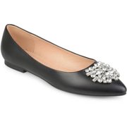 Brinley Co. Faux Leather Pointed Toe Jewel Flats (Women's)