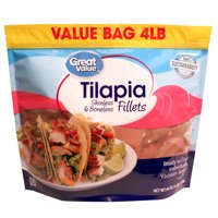 Great Value Tilapia Skinless & Boneless Fillets Value Bag, 4 lb