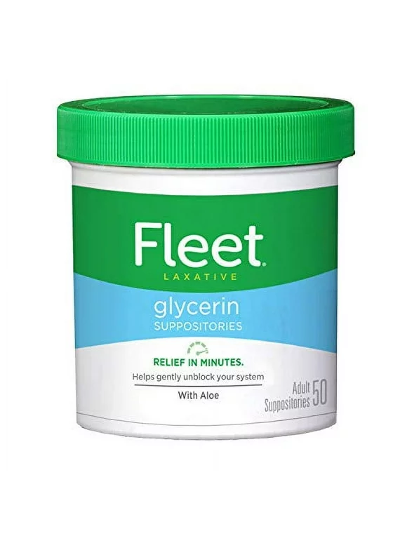 Fleet Laxative Glycerin Suppositories for Adult Constipation, Adult Laxative Jar Aloe vera, 50 Count