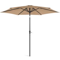 Best Choice Products 10-foot Outdoor Table Compatible Steel Polyester Market Patio Umbrella with Crank and Easy Push Button Tilt, Tan