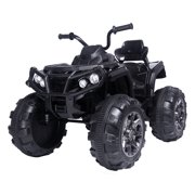 Kids Ride ON Toys 12 Volt Car, Battery Powered Quad Ride ON Cars, 4 Wheeler ATV Ride ON Toy w/ 2 Speed, LED Lights, AUX Jack, Radio, Electric Motorcycle for Boys / Girls, 3-8 Years Old, Black, W1866