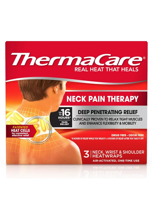ThermaCare Advanced Neck Pain Therapy, Shoulder, and Wrist Pain Relief Patches, Heat Wraps, 3 ct