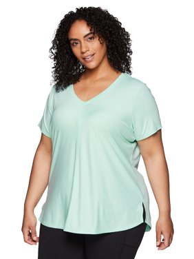 RBX Active Women's Plus Size Super Soft Striated V-Neck T-Shirt