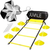Speed and Agility Ladder Training Equipment Set with 6 Cones and Foldable Resistance Parachute