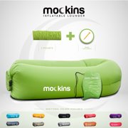 mockins Green Inflatable Lounger with Travel Bag and Pockets