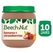 (10 Pack) Beech-Nut Stage 2, Banana & Strawberries Baby Food, 4 oz Jar