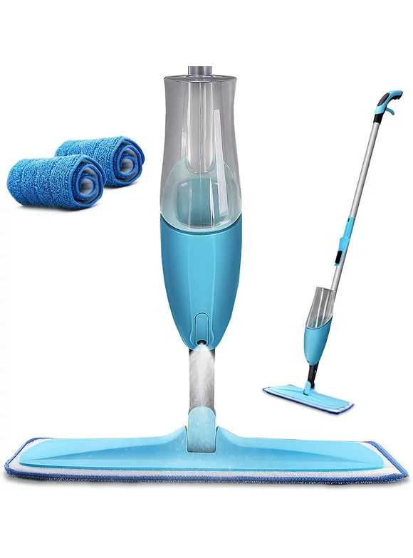 Eyliden Microfiber Spray Mop , 2 Washable Mop Pad for  Home Kitchen Floor Cleaning Wet and Dry Easy Wring 600ml (Blue)