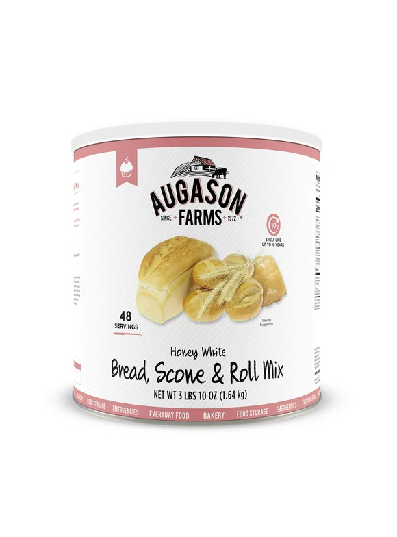 Augason Farms Honey White Bread Scone & Roll Mix 3 lbs 10 oz No. 10 Can