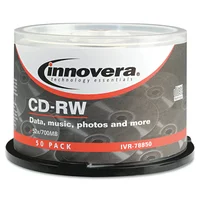 Innovera CD-RW Discs, Rewritable, 700MB/80min, 12x, Spindle, Silver, 50/Pack -IVR78850