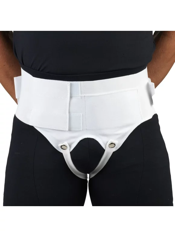 OTC Lightweight Double Hernia Support, White, Small