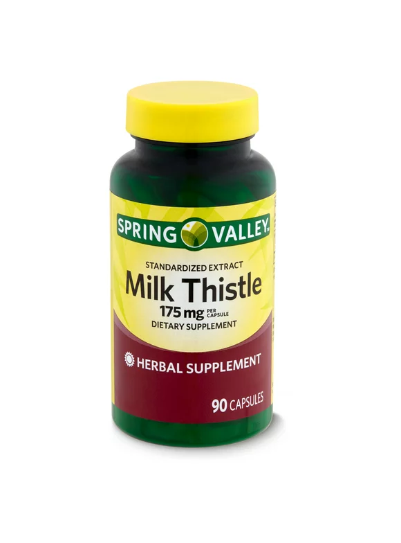 Spring Valley Standardized Extract Milk Thistle Dietary Supplement Capsules, 175 mg, 90 Count